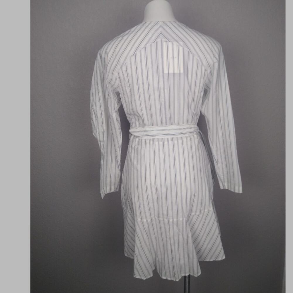 A.L.C. Enzo Striped Puff Sleeve Wrap Dress Size 6 Flaw - Picture 4 of 16